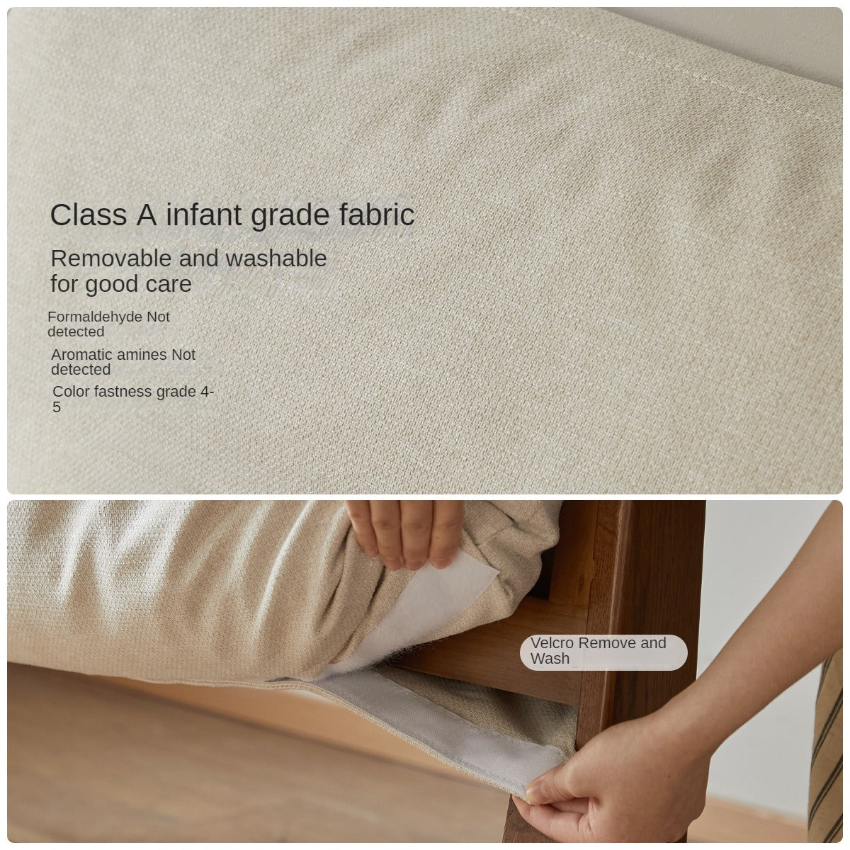 Oak Solid Wood Fabric Soft Bed