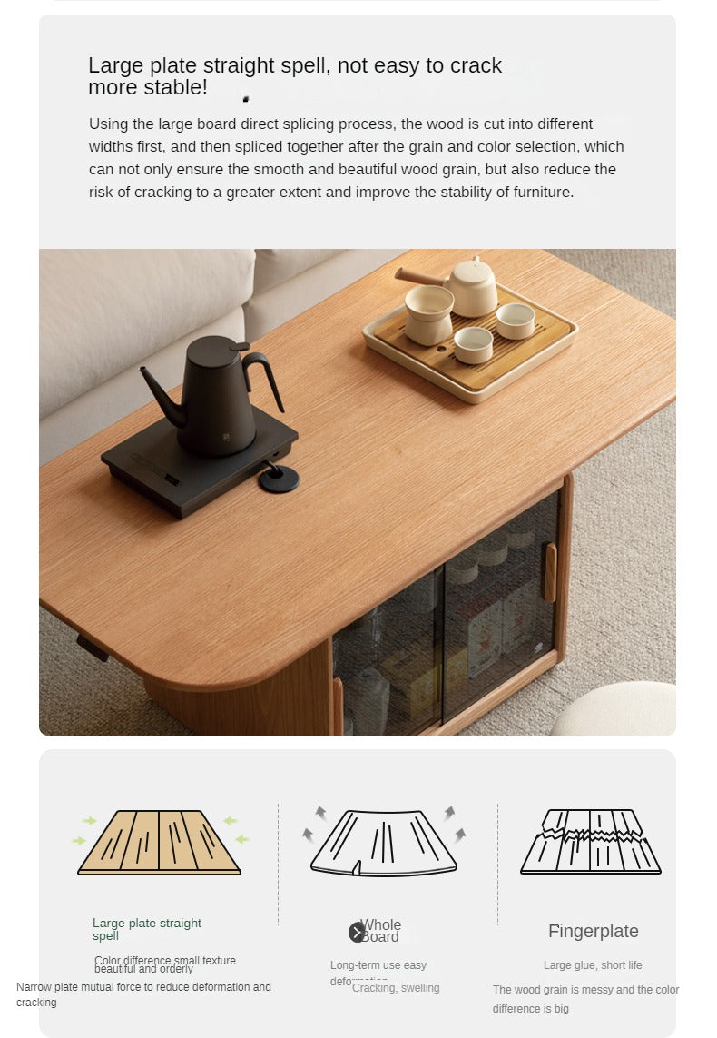 Oak Solid Wood Elevating Folding Storage Lifting Coffee Table