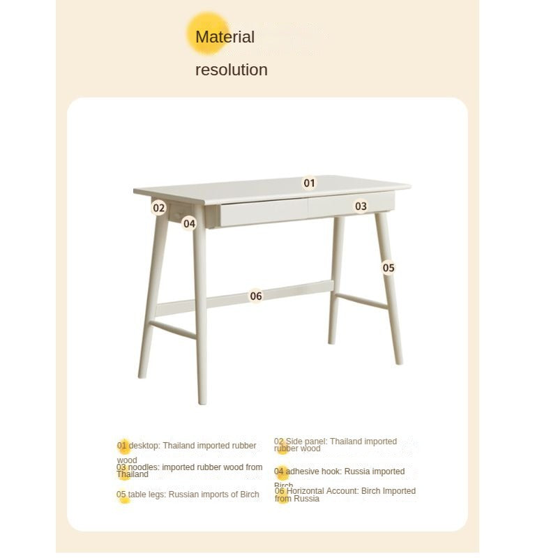 Rubberwood Solid Wood Modern Cream Style Study Desk
