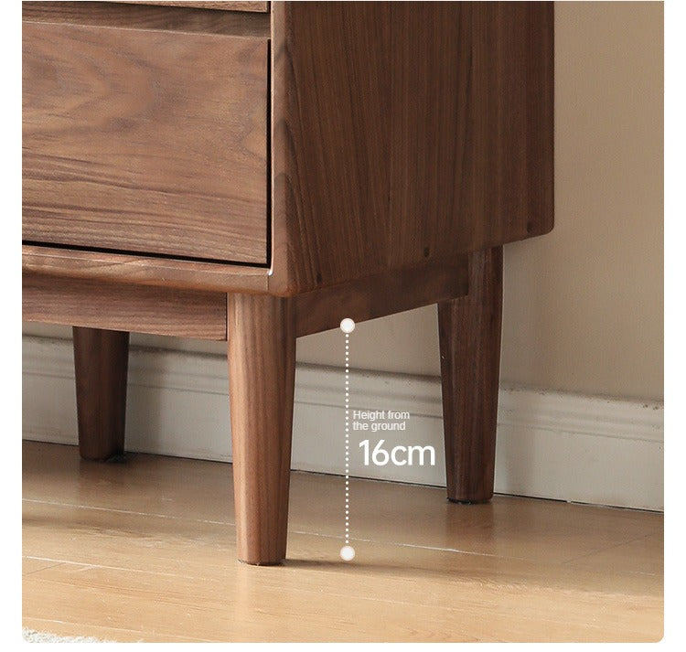 Black Walnut, Sandalwood Side Cabinet Narrow Vintage Storage