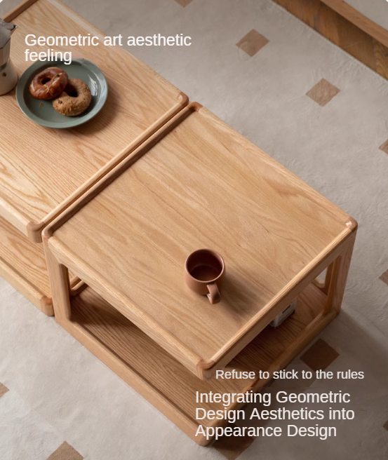 Oak Solid Wood Square Coffee Table.