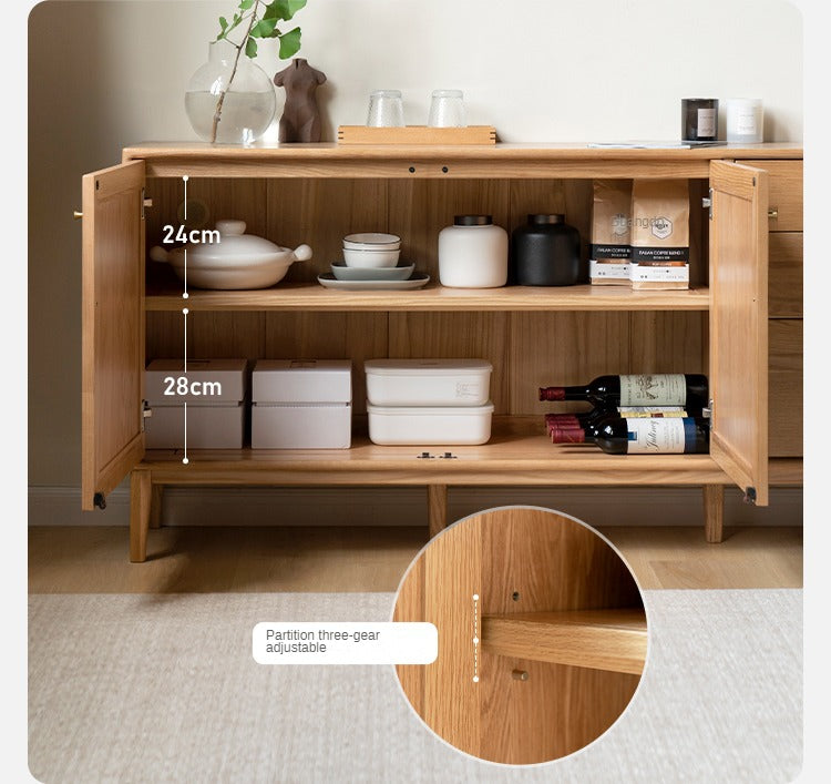 Oak Solid Wood, Solid Rubberwood Classic Sideboard