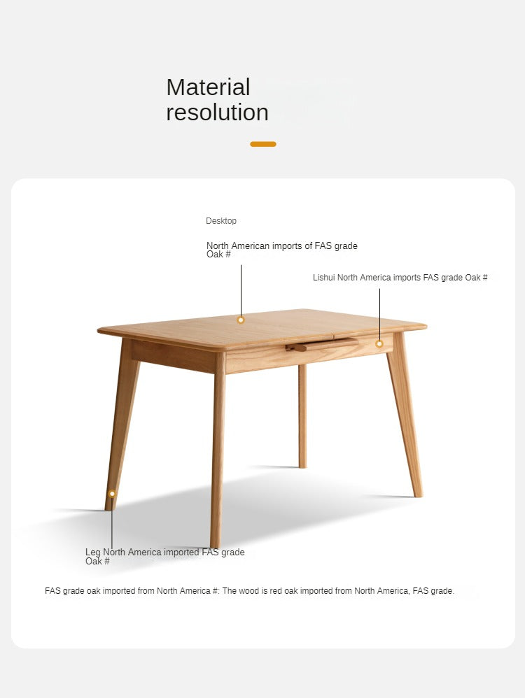 Oak, Ash Solid Wood Nordic Wall-Mounted Retractable Long Dining Table