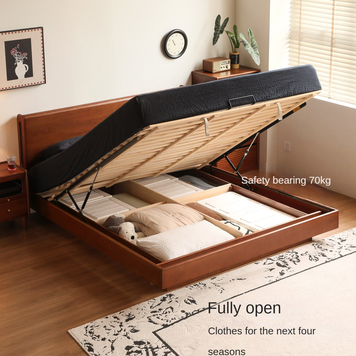 Poplar Solid Wood Box Storage Bed.