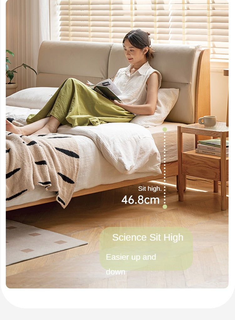 Oak solid wood bed modern simple