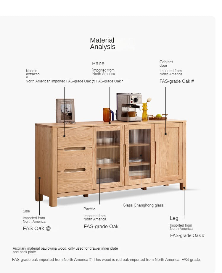 Oak Solid Wood Sideboard Storage Cabinet