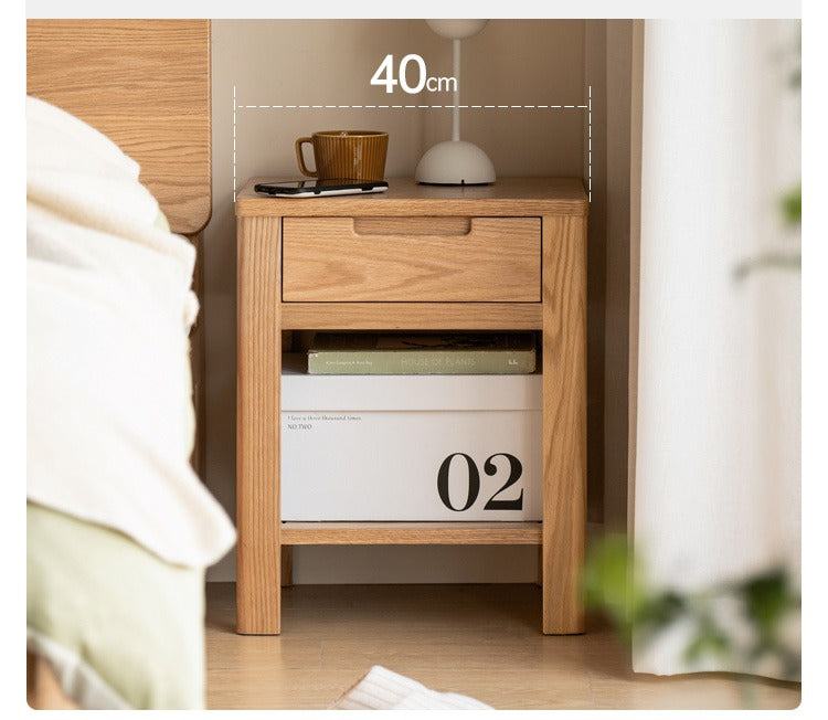 Oak, Beech Solid Wood, Solid RubberWood Nightstand.