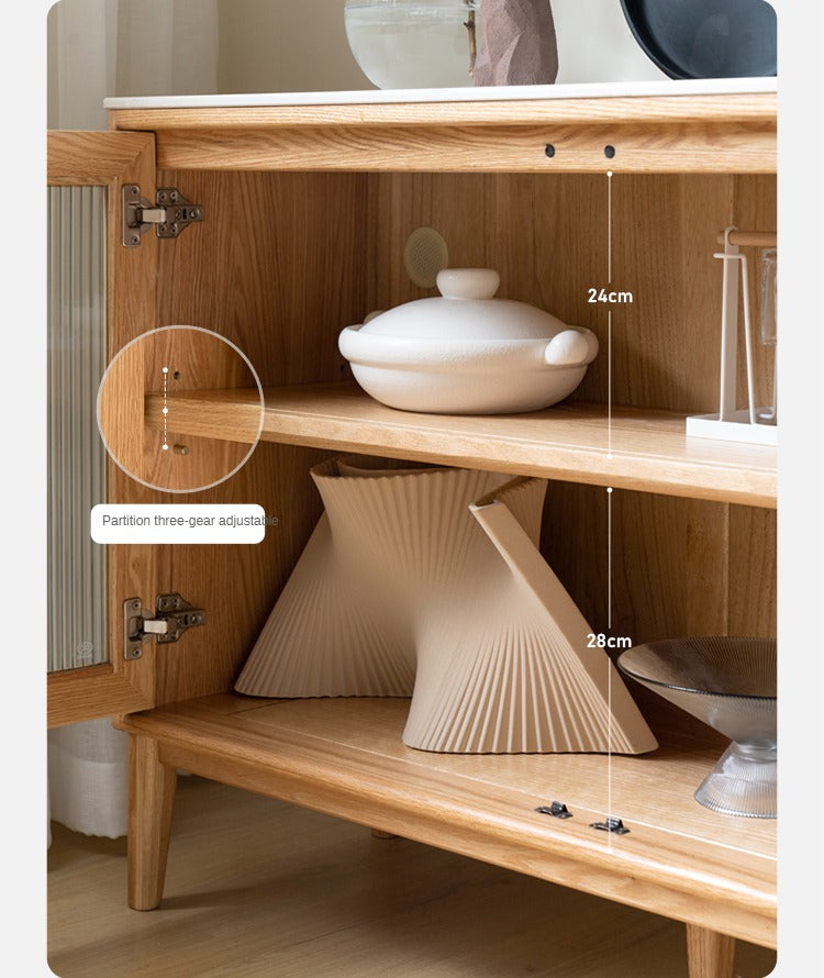 Oak Solid Wood Rock Board Modern Dining Sideboard