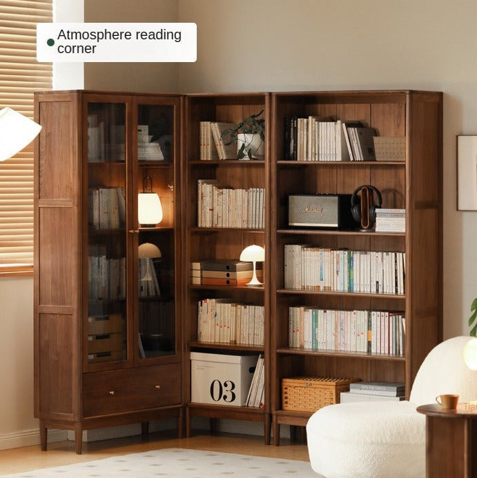 Black Walnut, Oak, Ash Solid Wood Bookcase Whole Wall Free Combination Bookshelf