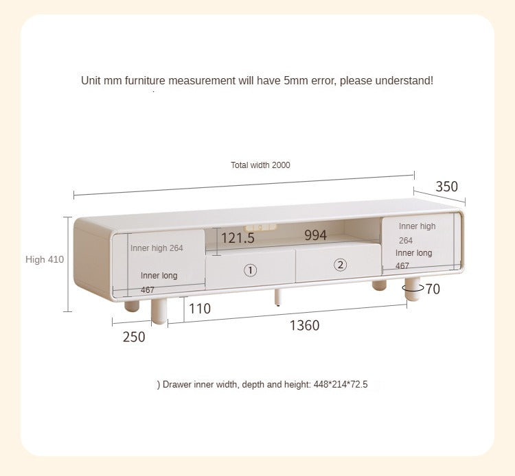 Rubber Solid wood French Cream Style TV Cabinet.
