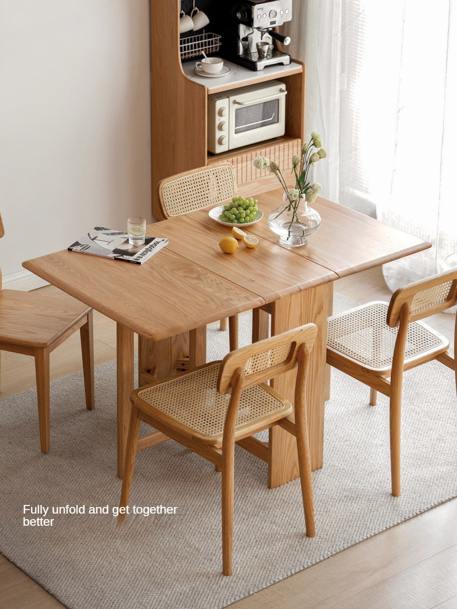 Oak Solid Wood Retractable Dining Table
