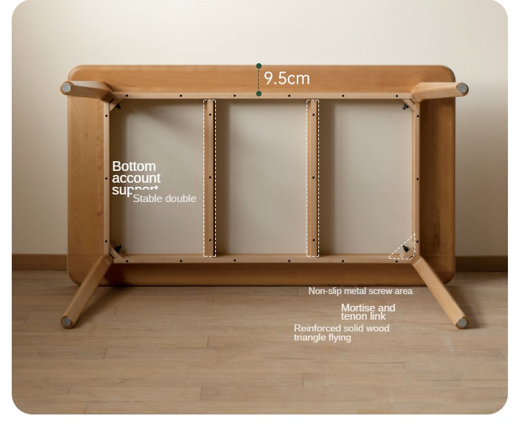 Beech Solid Wood Dining Table With Rock Slab Surface