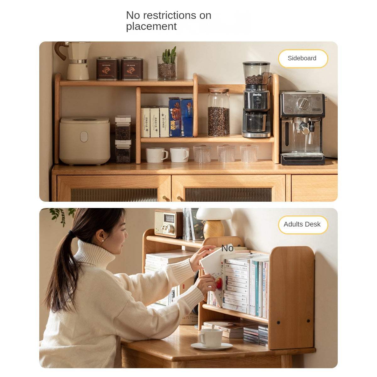 Oak Solid Wood Dressing Table Shelf Integrated.