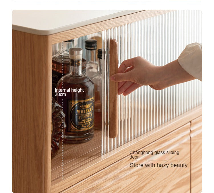 Oak Solid Wood Partition Multi functional Storage Cabinet