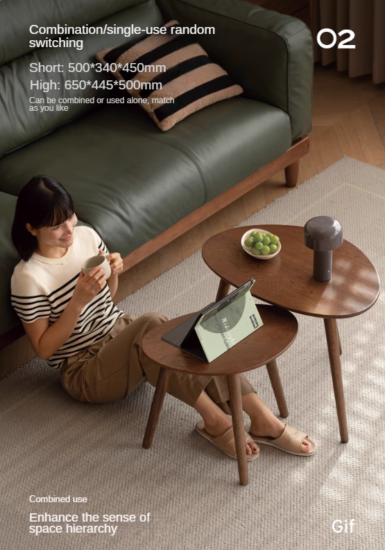 Rubberwood, Oak Solid Wood Walnut Color Side Table