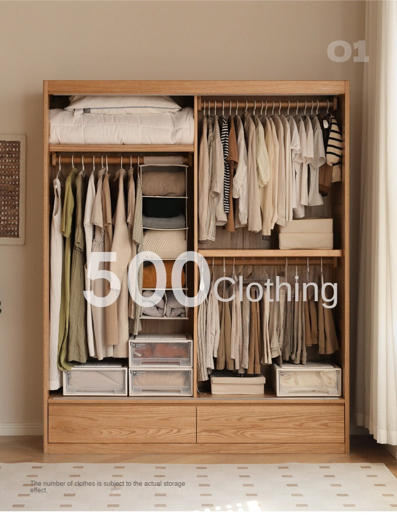 Oak, Ash Solid Wood Wardrobe Sliding Door Modern.