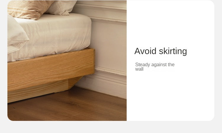 Oak solid wood platform bed, headboard-free bed suspension bed.