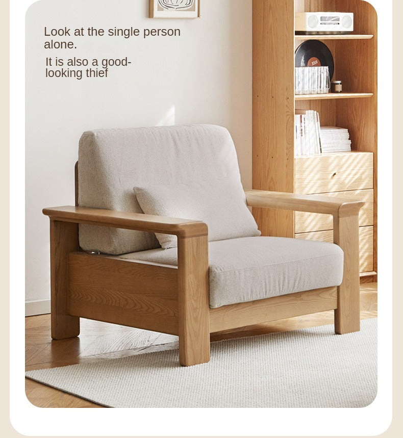 Ash solid Wood Modern Straight Sofa.