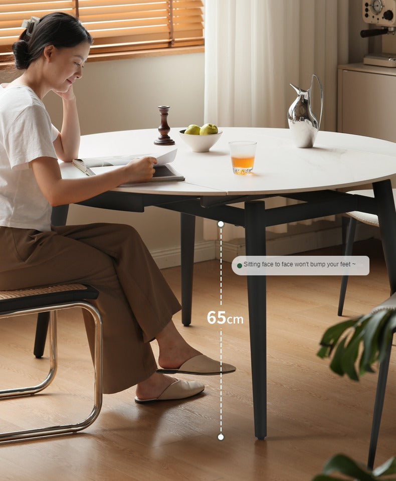 Folding Rock Table Metal Legs Light Luxury Round Dining Table