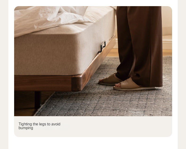 Black Walnut, Oak Solid Wood platform bed, headboard-free Suspended Bed