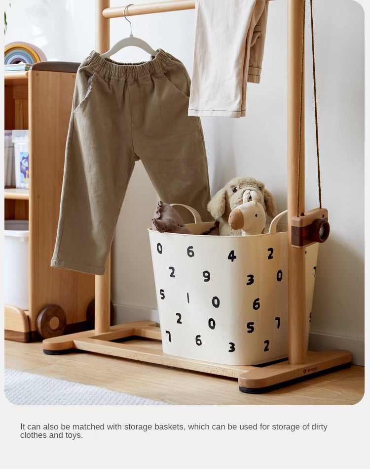 Beech, Oak Solid Wood Coat Rack for Children's Bedroom Clothes Hanger
