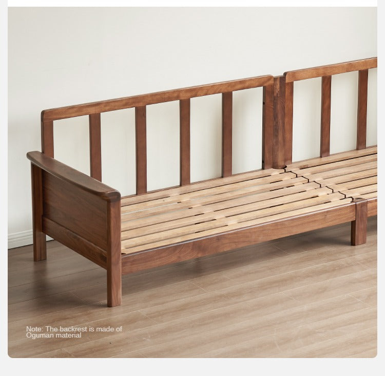 Sandalwood, Black Walnut Solid Wood Fabric Sofa.