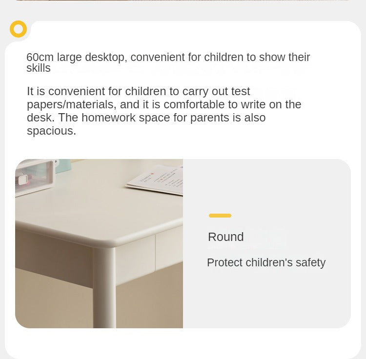 Poplar Solid Wood, Solid Rubberwood Kids Elevated Learning Cream Drawer Table