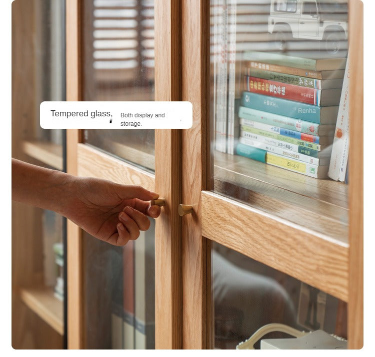 Oak, Solid Rubberwood Modern Bookcase Storage