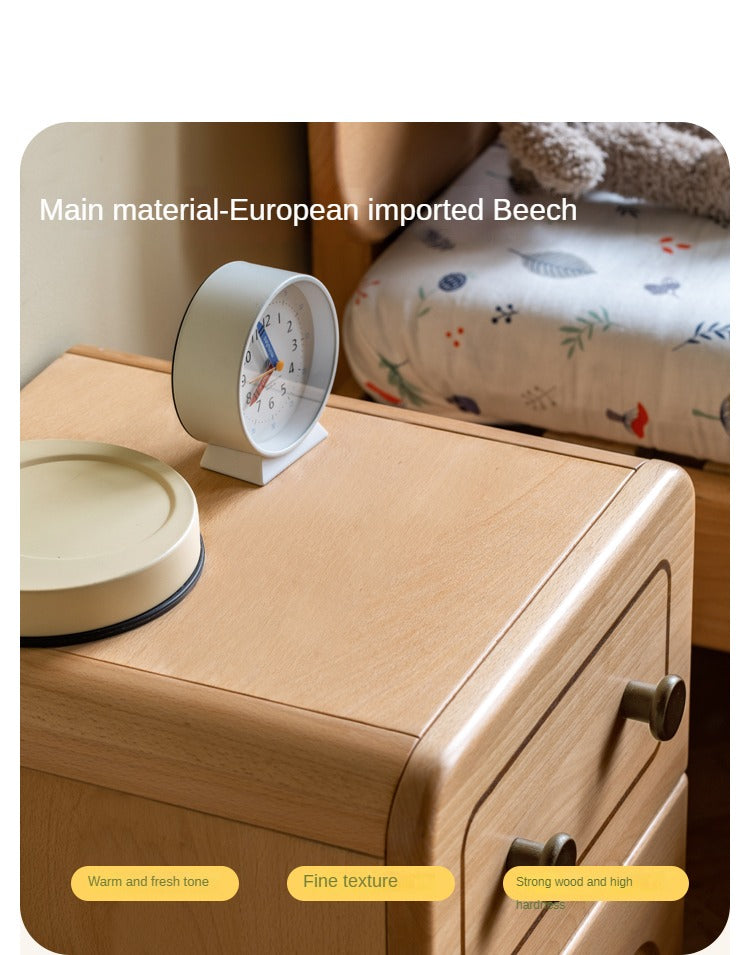 Oak Solid Wood Children's Cartoon Robot Nightstand