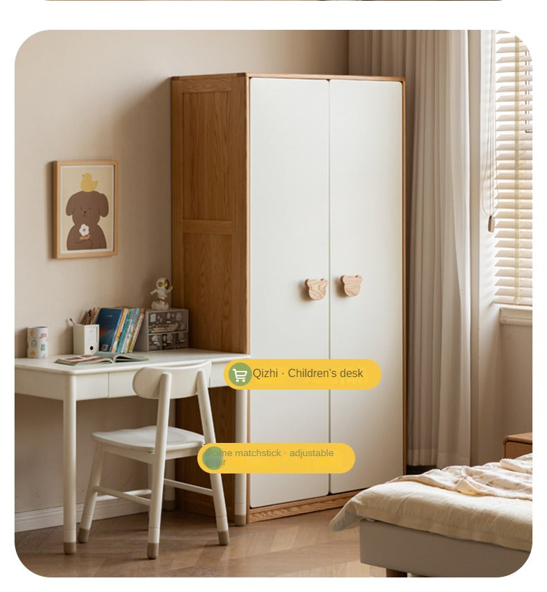 Oak Solid Wood Children's Wardrobe Combination