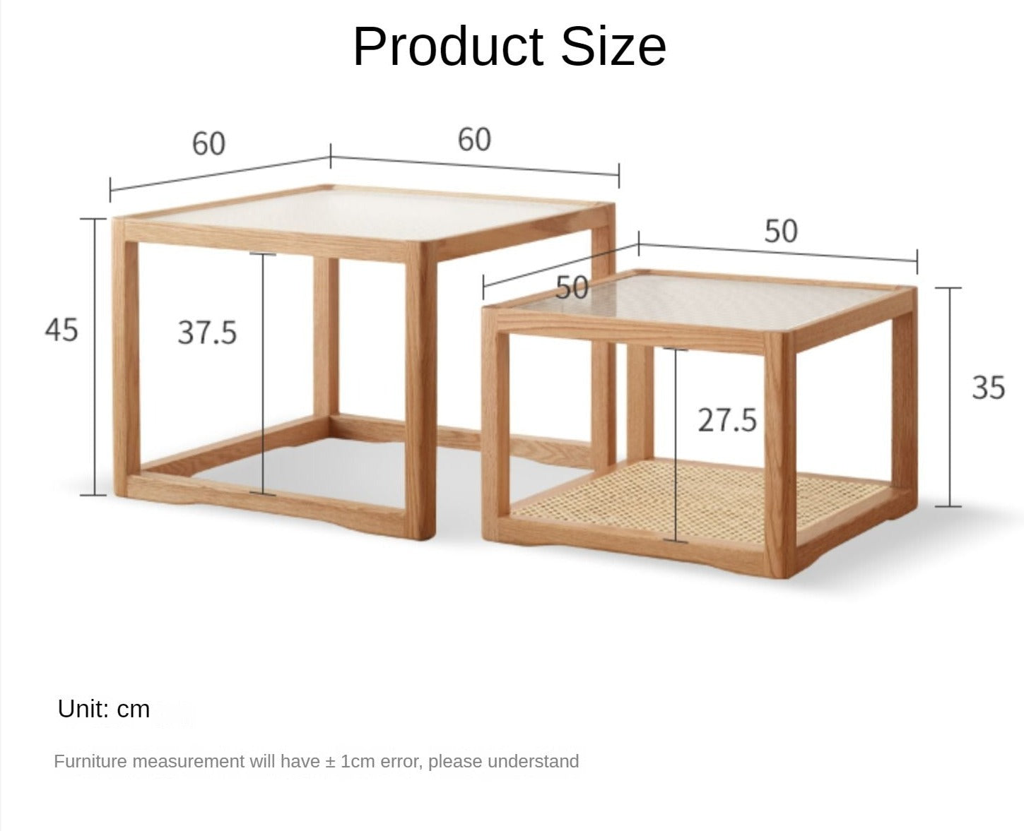 Oak, Beech Solid Wood, Glass Rattan Coffee Table