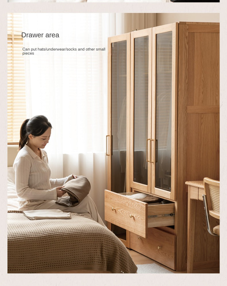 Oak Solid Wood Modern Wardrobe Free Combination.