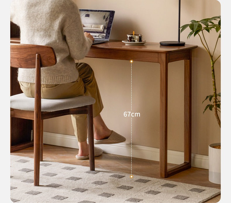 Black Walnut Solid Wood Narrow Desk