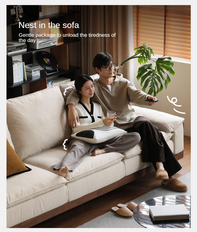 Black Walnut, Ash, Oak Solid Wood High Back Sofa.