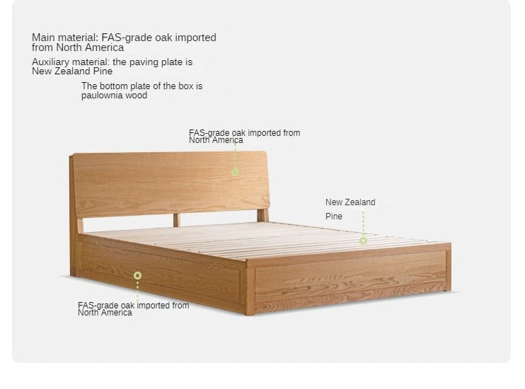 Oak Solid Wood Box Bed