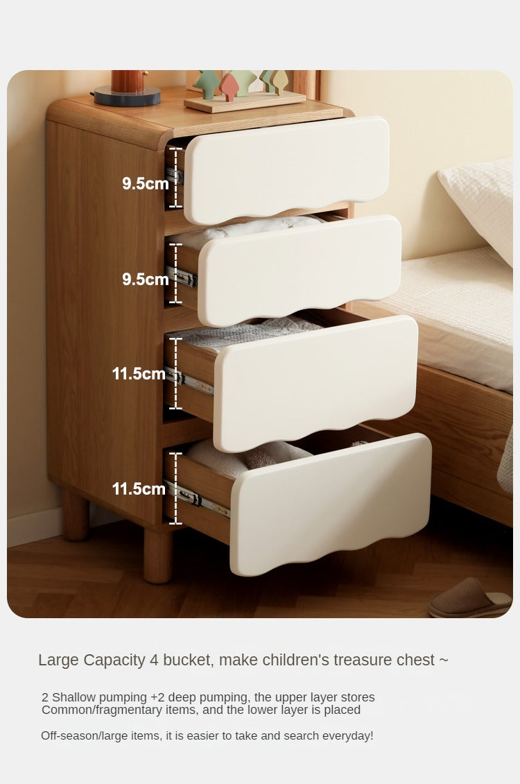 Oak Solid Wood Children's Narrow Cabinet High Drawer Storage