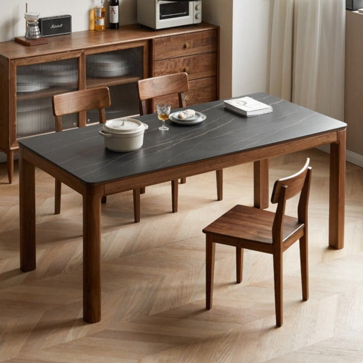 Black Walnut, Sandalwood Solid Wood Rock Slab Dining Table