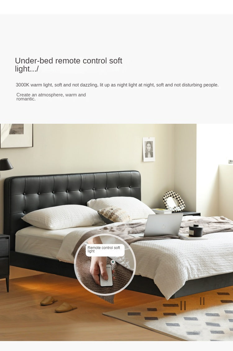 Black High-end Leather Suspension Bed