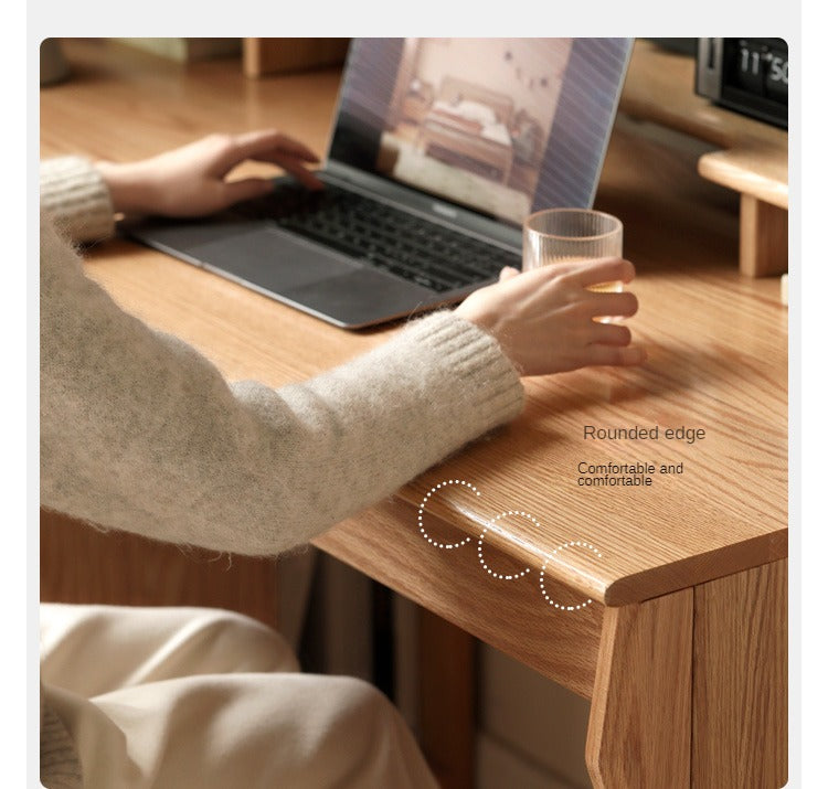 Oak, Cherry Solid Wood Desk Bookshelf Integrated Warm Light