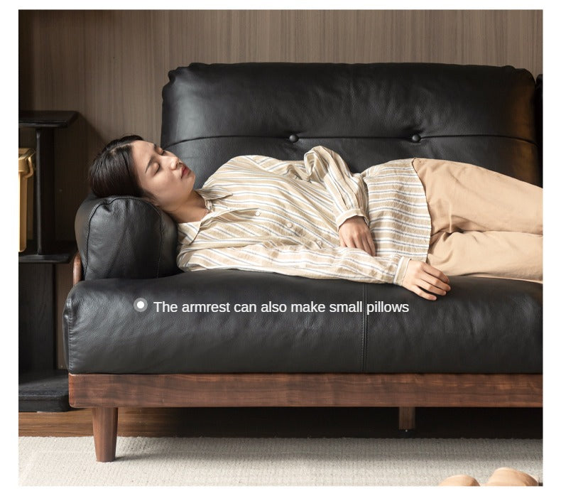 Black Walnut Solid Wood Leather, Fabric Sofa Modern.