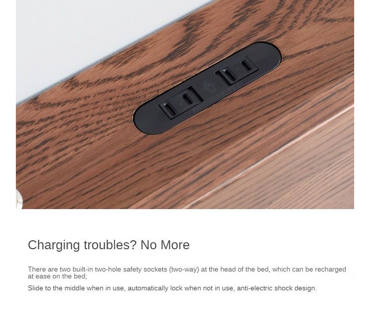 Modern oak solid wood Walnut color bed LED night lights"