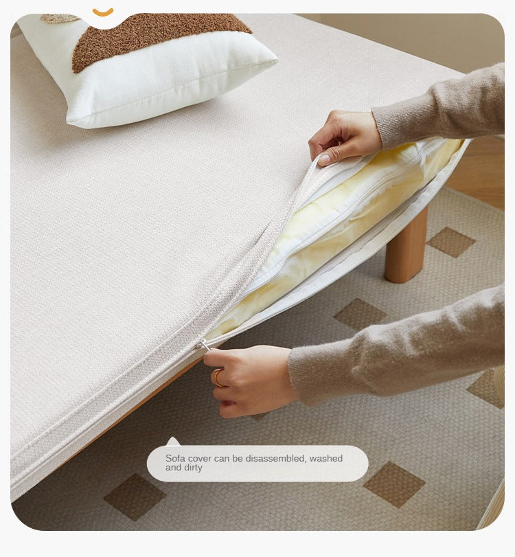 Beech Solid Wood European Folding Dual-use Double Sofa Bed.