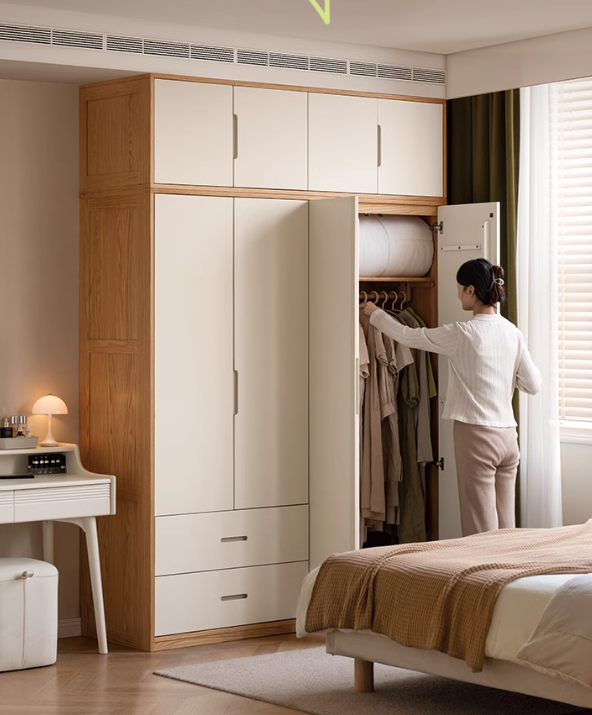 Oak Solid Wood Wardrobe Floor Combination Cabinet.