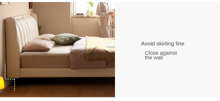 Organic Leather Art Bed Cream Style Modern