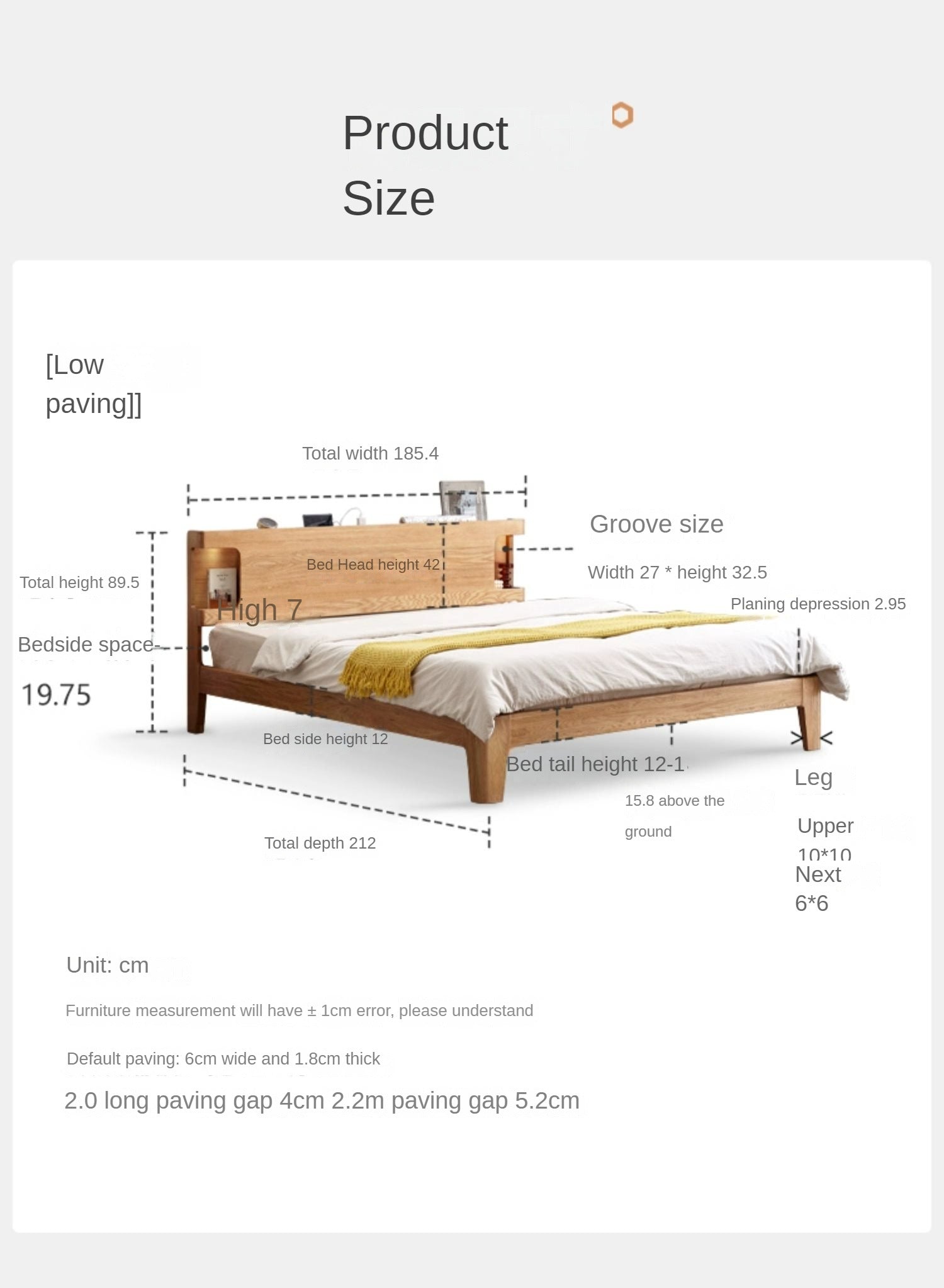 Oak Solid Wood Luminous Bed