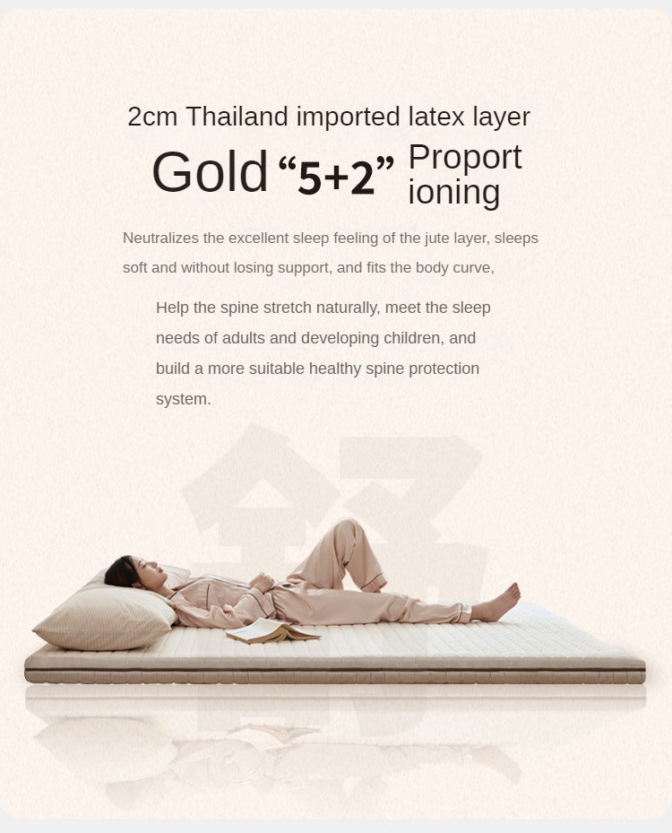 Natural jute Latex Mattress, No-Glue, Antibacterial, Anti-Mite, Hard Hemp Pad 12cm, 10cm, 8cm