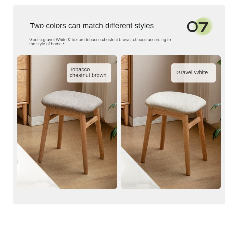 Oak Solid Wood Softpack Makeup Stool