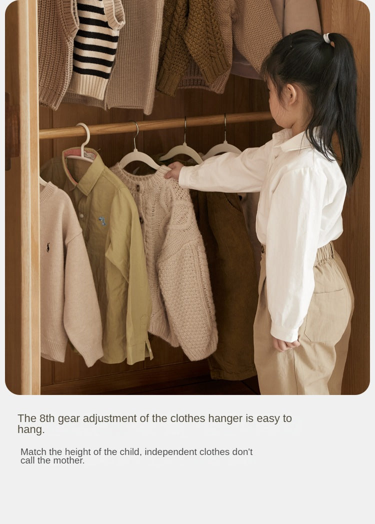 Oak Solid Wood Children's Wardrobe, Bookcase Combination