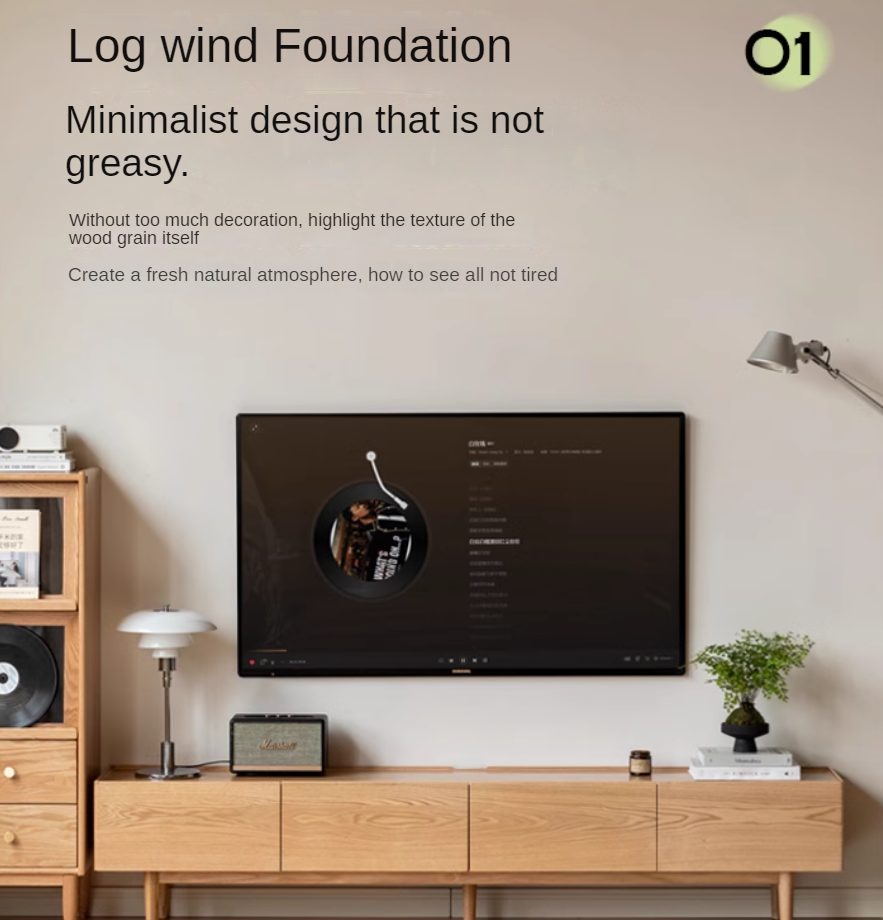 Oak Solid Wood Modern Locker Integrated TV Cabinet.