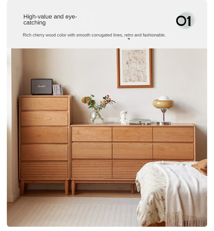 Cherry Solid Wood Chest of Drawers, Drawer Cabinet